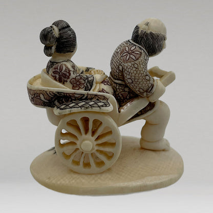 象牙根雕 人力車