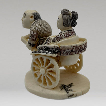 象牙根雕 人力車