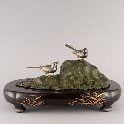 雙鳥流水擺件