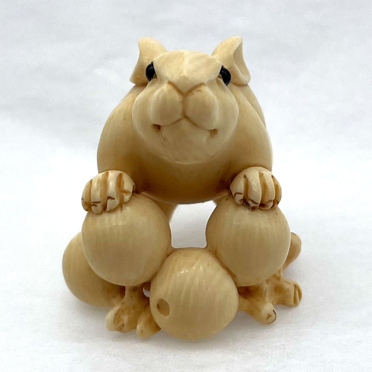 Ivory Netsuke Rabbit and Fruit