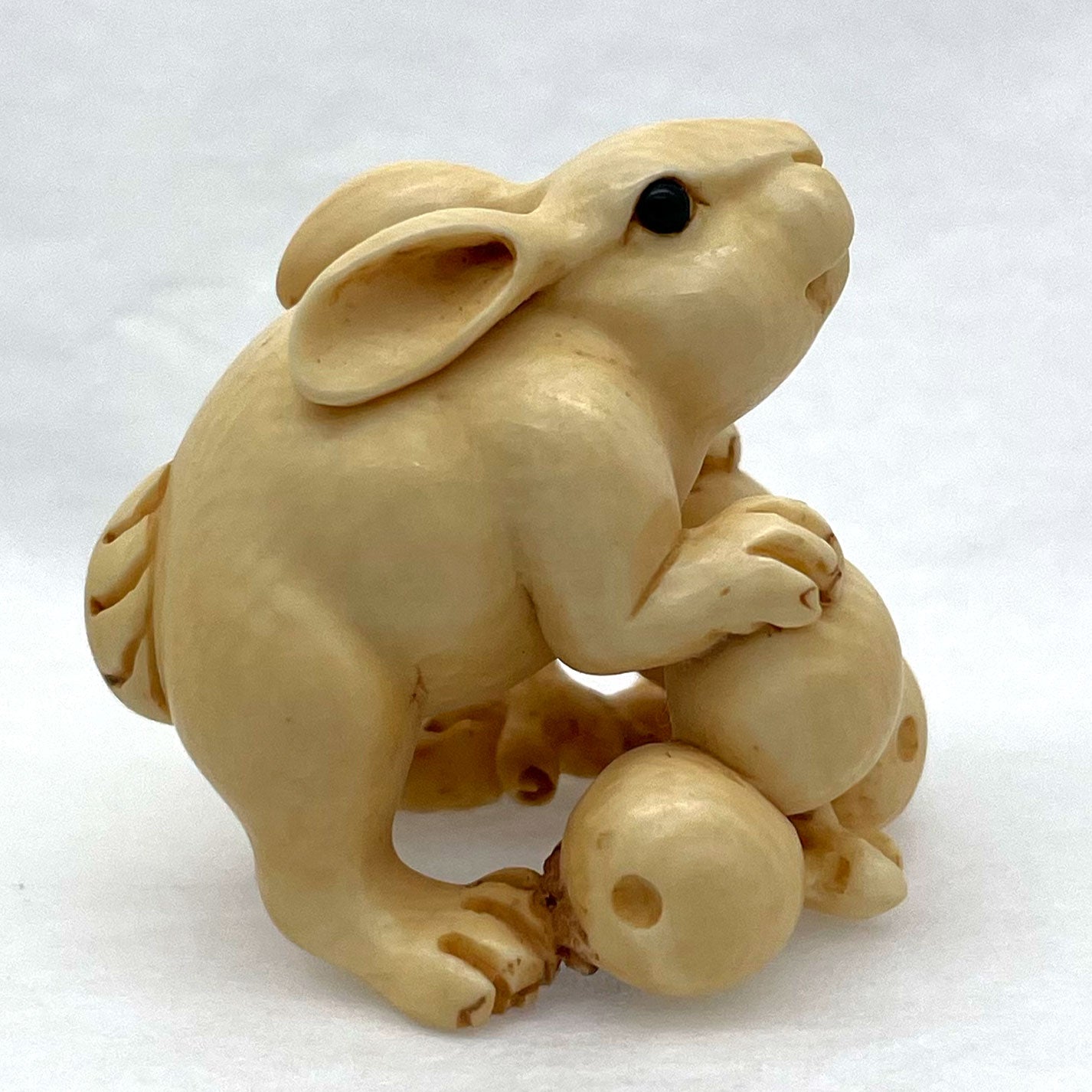 Ivory Netsuke Rabbit and Fruit