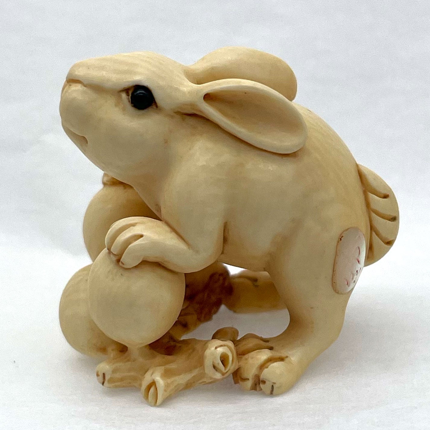 Ivory Netsuke Rabbit and Fruit