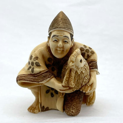 Ivory Netsuke Chicken Keeper