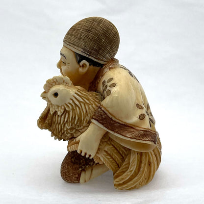 Ivory Netsuke Chicken Keeper
