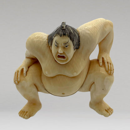 象牙根雕 相撲力士