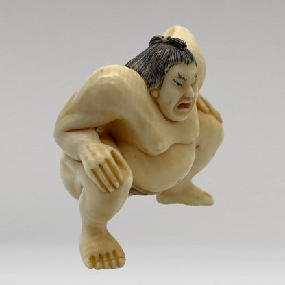 象牙根雕 相撲力士