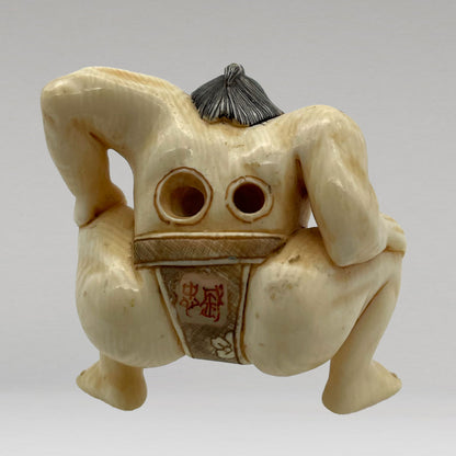 象牙根雕 相撲力士