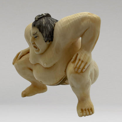 象牙根雕 相撲力士