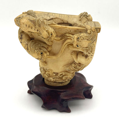 Ivory lion carving cup