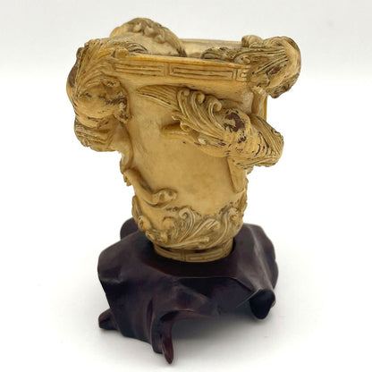 Ivory lion carving cup