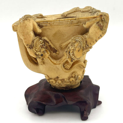 Ivory lion carving cup