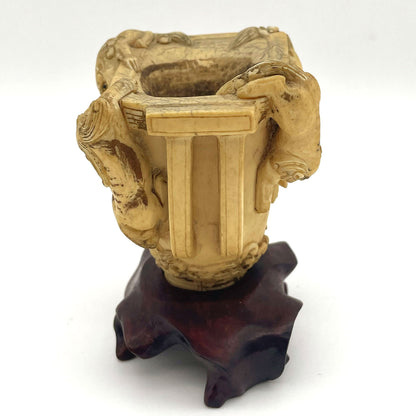 Ivory lion carving cup