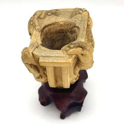 Ivory lion carving cup