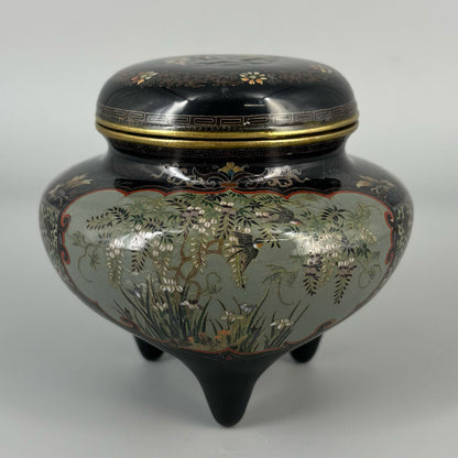 Enamel Incense Burner with Flower, Bird and Phoenix Pattern