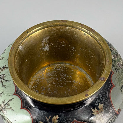 Enamel Incense Burner with Flower, Bird and Phoenix Pattern
