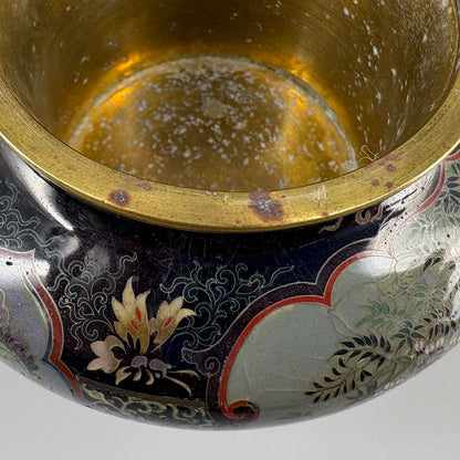 Enamel Incense Burner with Flower, Bird and Phoenix Pattern