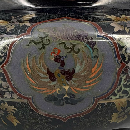 Enamel Incense Burner with Flower, Bird and Phoenix Pattern