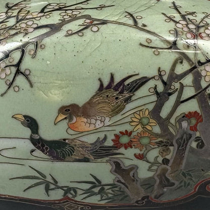 Enamel Incense Burner with Flower, Bird and Phoenix Pattern