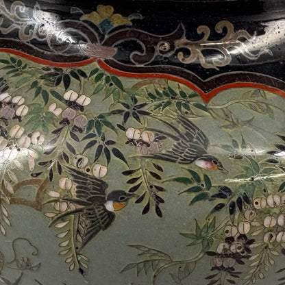 Enamel Incense Burner with Flower, Bird and Phoenix Pattern