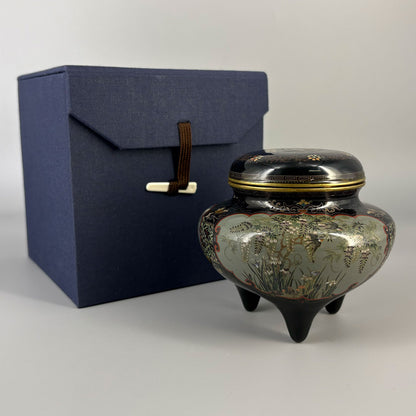 Enamel Incense Burner with Flower, Bird and Phoenix Pattern