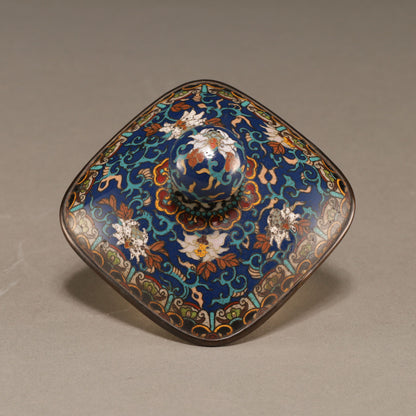 七寶龍鳳紋雙耳四方蓋罐