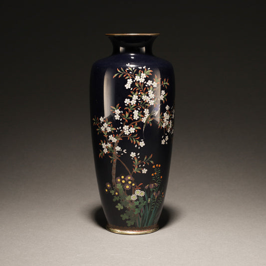 Cloisonné Vase with Birds and Flowers Design