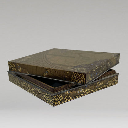 Makie Bridge Yanagawa Design Incense Box (Silver Rim)