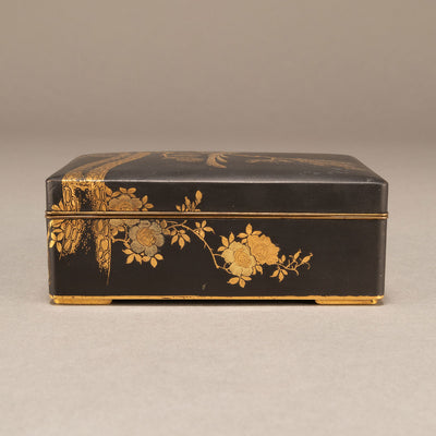 Small box with gold inlay and old pine and pheasant design