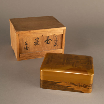 蒔絵三重塔図香箱