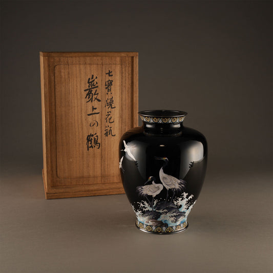 Cloisonné Vase with Two Cranes