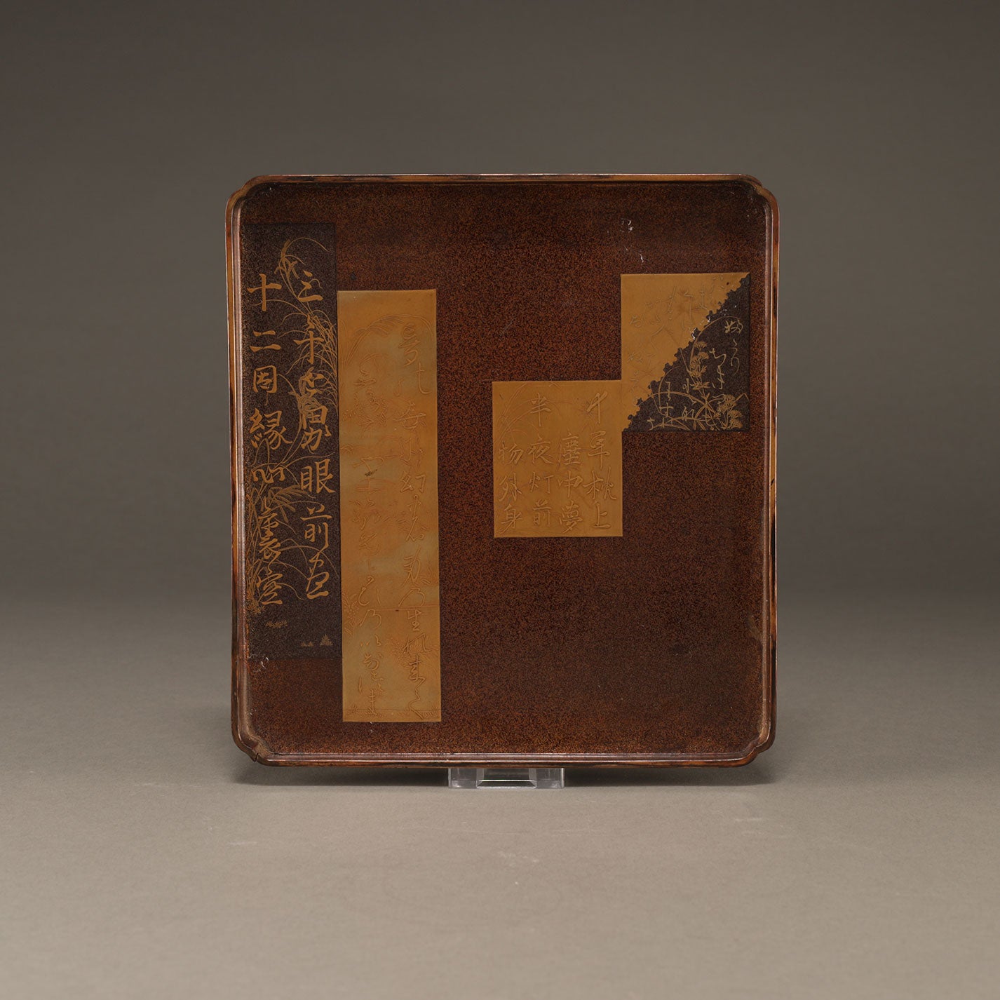 Silver pear skin Maki-e writing box designed with snowball play