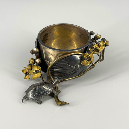 Silver Longevity Cup with Plum Blossoms
