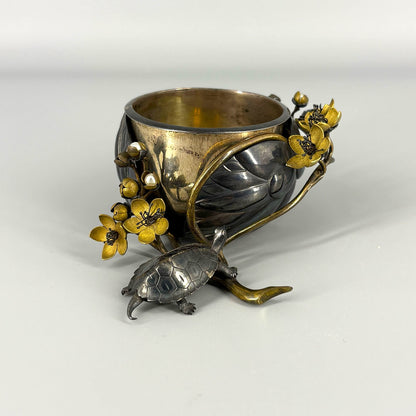 Silver Longevity Cup with Plum Blossoms