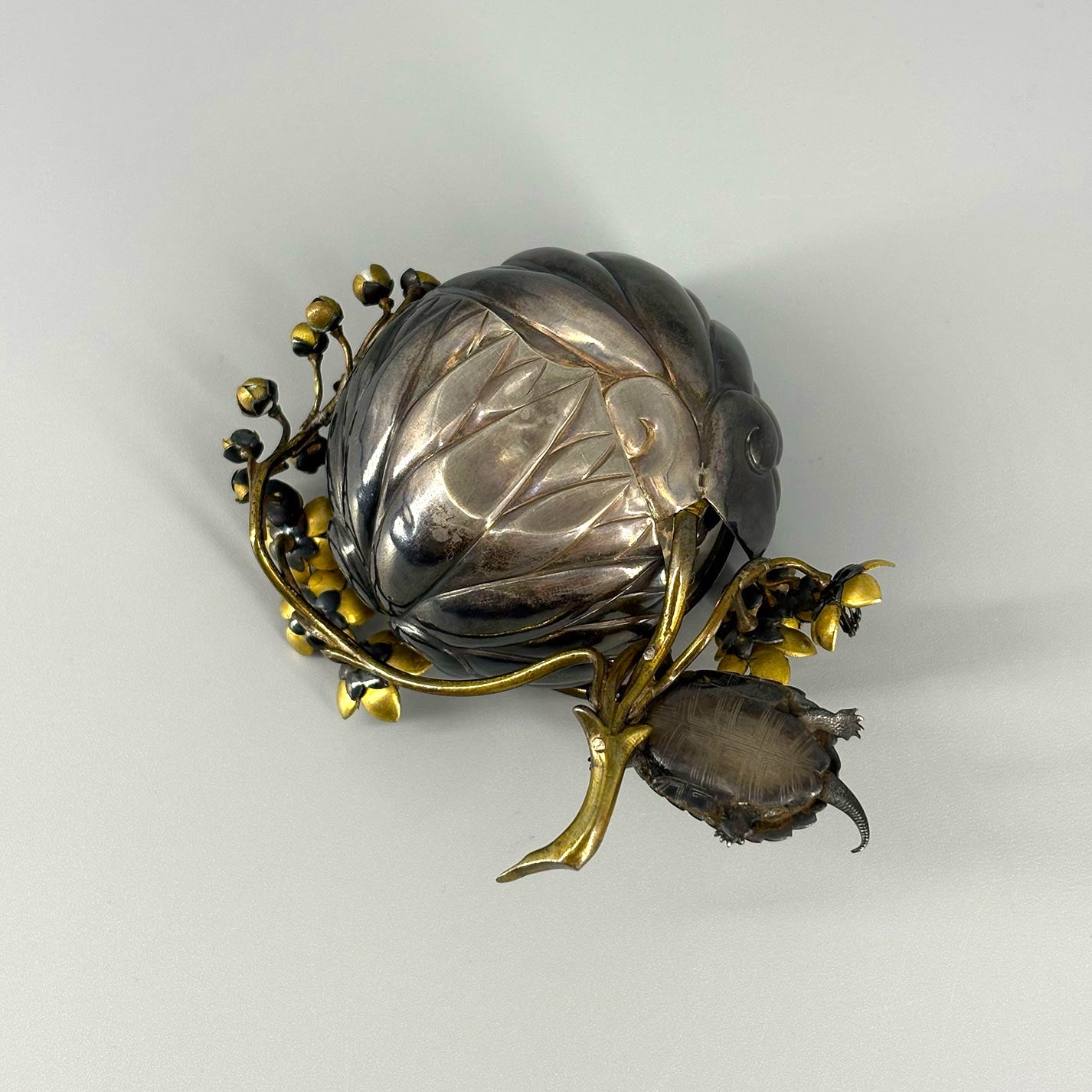 Silver Longevity Cup with Plum Blossoms