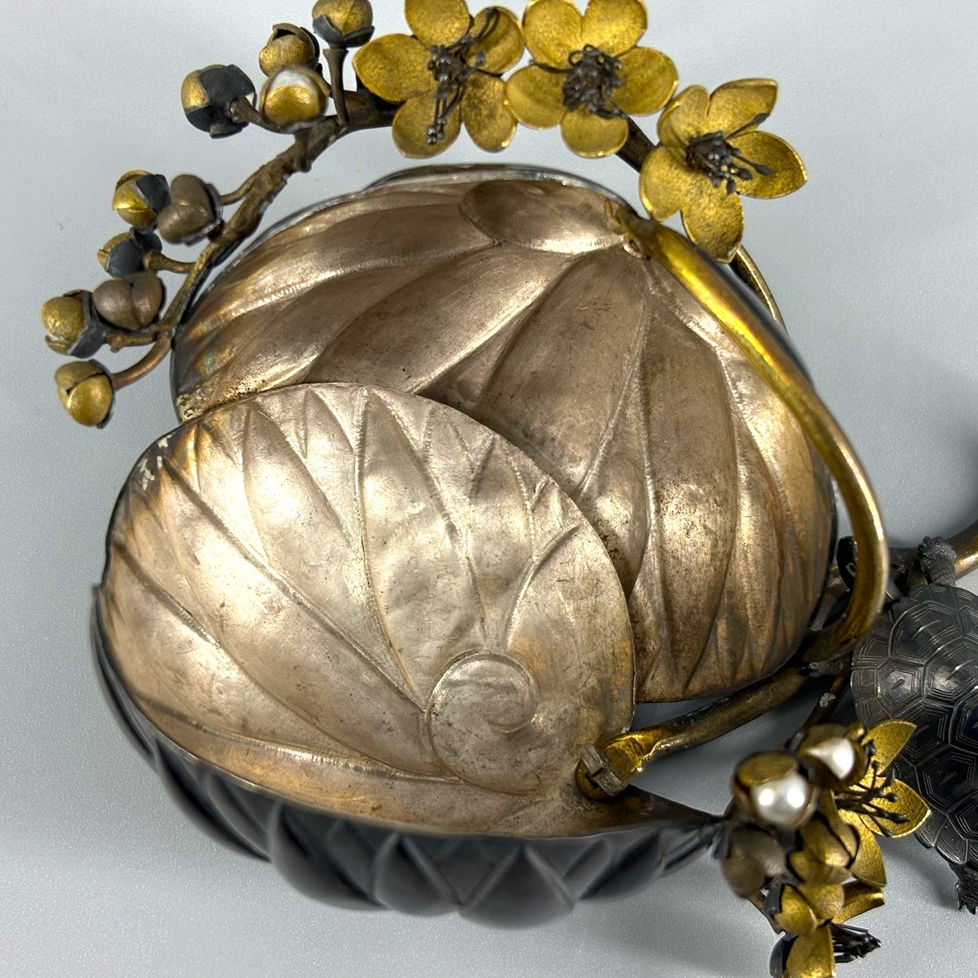 Silver Longevity Cup with Plum Blossoms