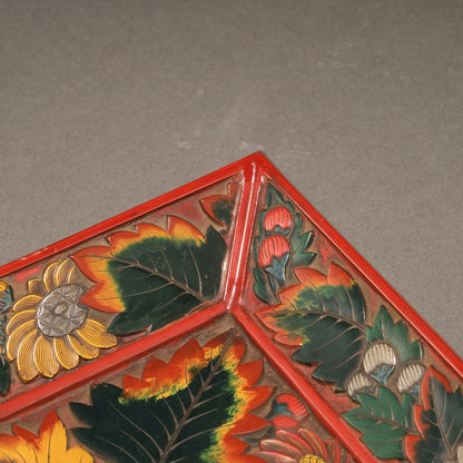 （伝）堆朱楊成 / 堆朱花鳥文軸盆 [M0398]