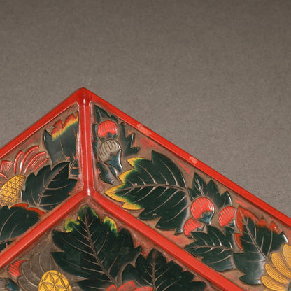 （伝）堆朱楊成 / 堆朱花鳥文軸盆 [M0398]