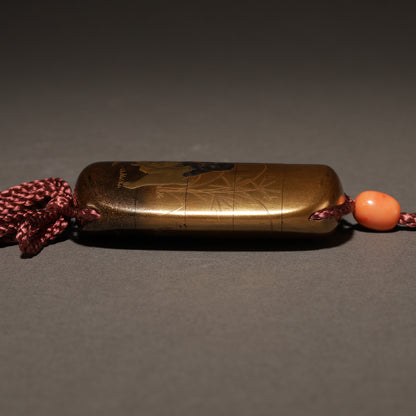 Puppy Maki-e Inrō (with Ivory Sennin Netsuke)