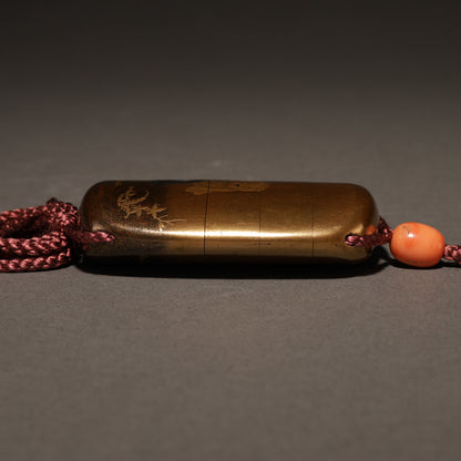 Puppy Maki-e Inrō (with Ivory Sennin Netsuke)