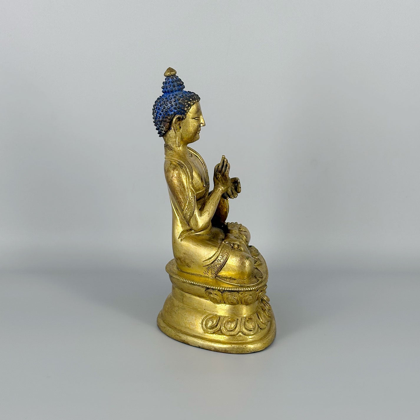 仏像　仏教美術 釈迦牟尼像【乾隆年製】在銘　鍍金仏　座像，/西き-55 銅鍍金釋迦牟尼仏像 – Uni-art Gallery