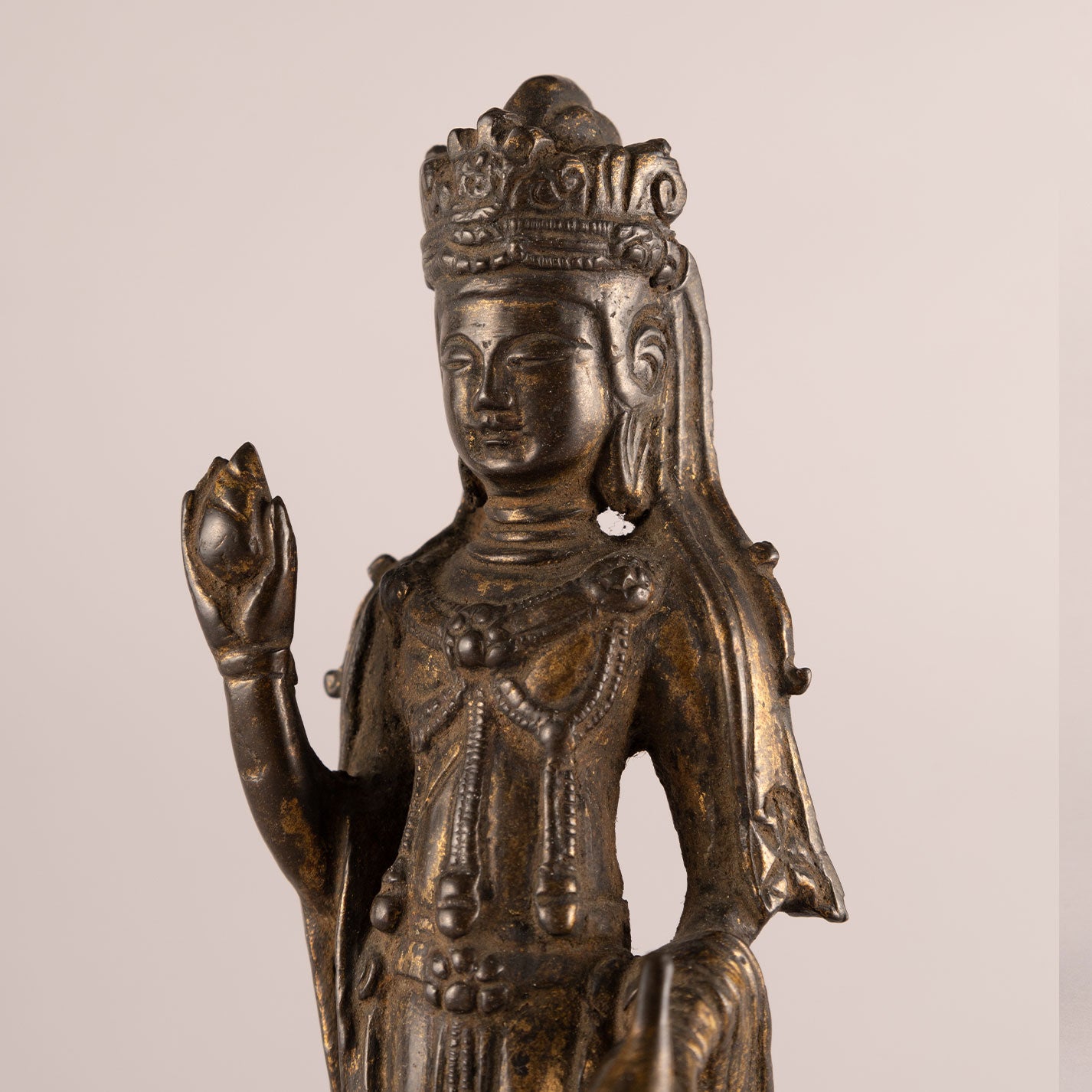 Copper-plated Kannon standing statue