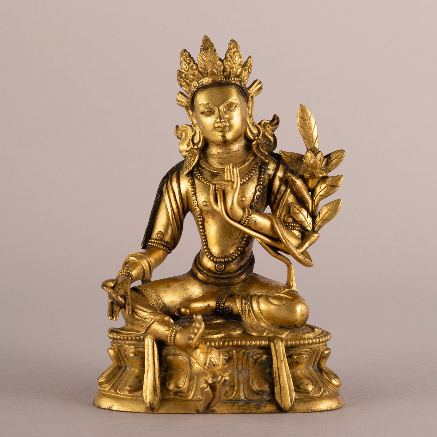 Copper-plated seated bodhisattva statue niche