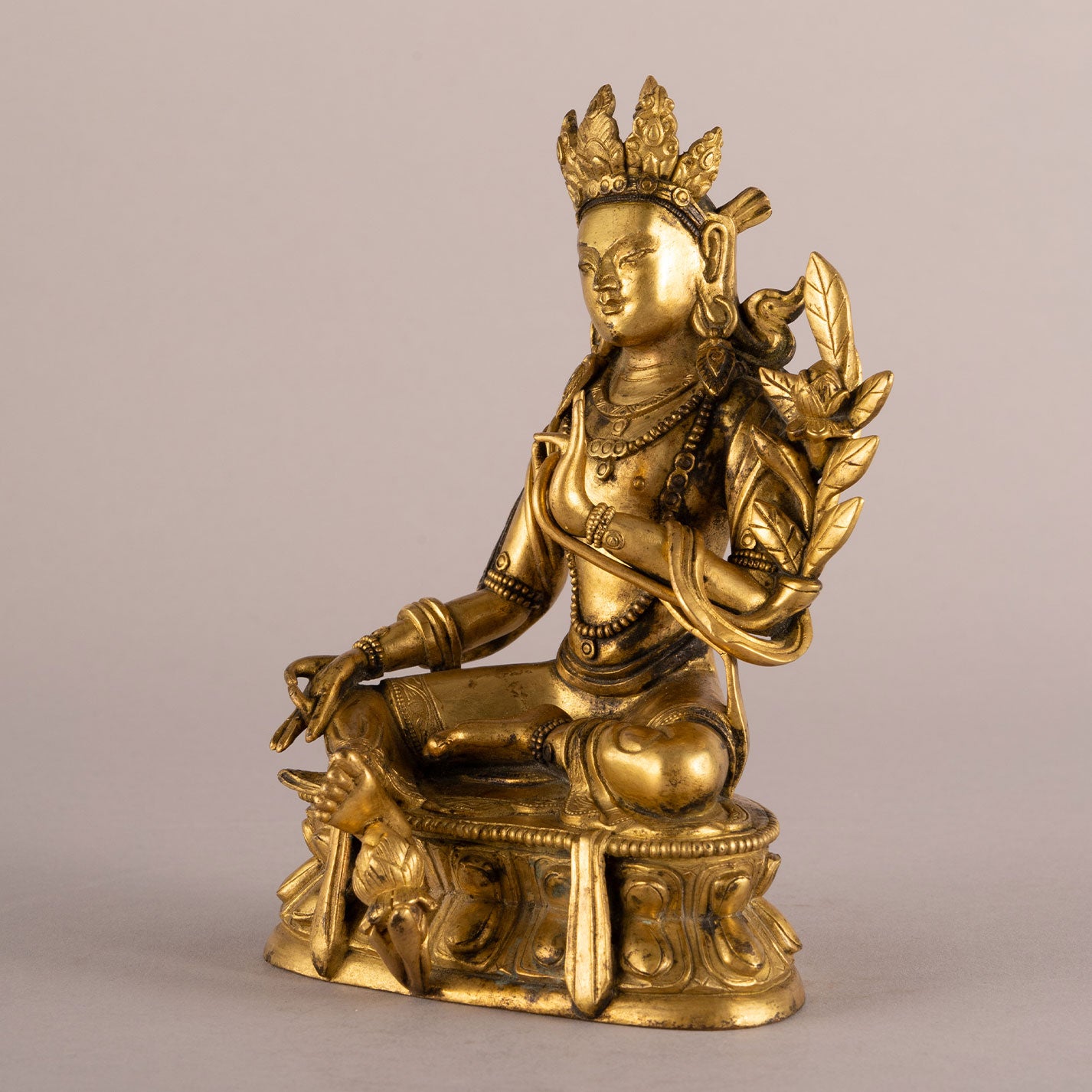 Copper-plated seated bodhisattva statue niche