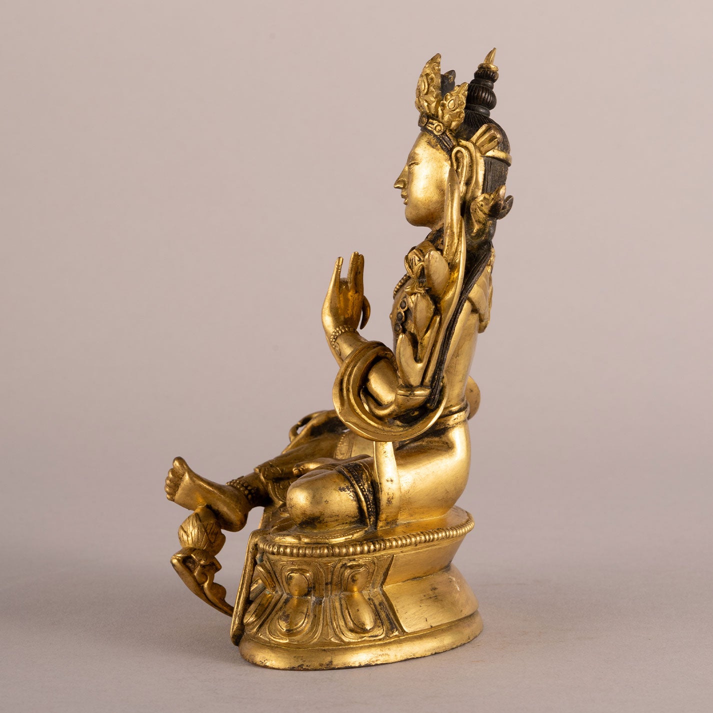 Copper-plated seated bodhisattva statue niche