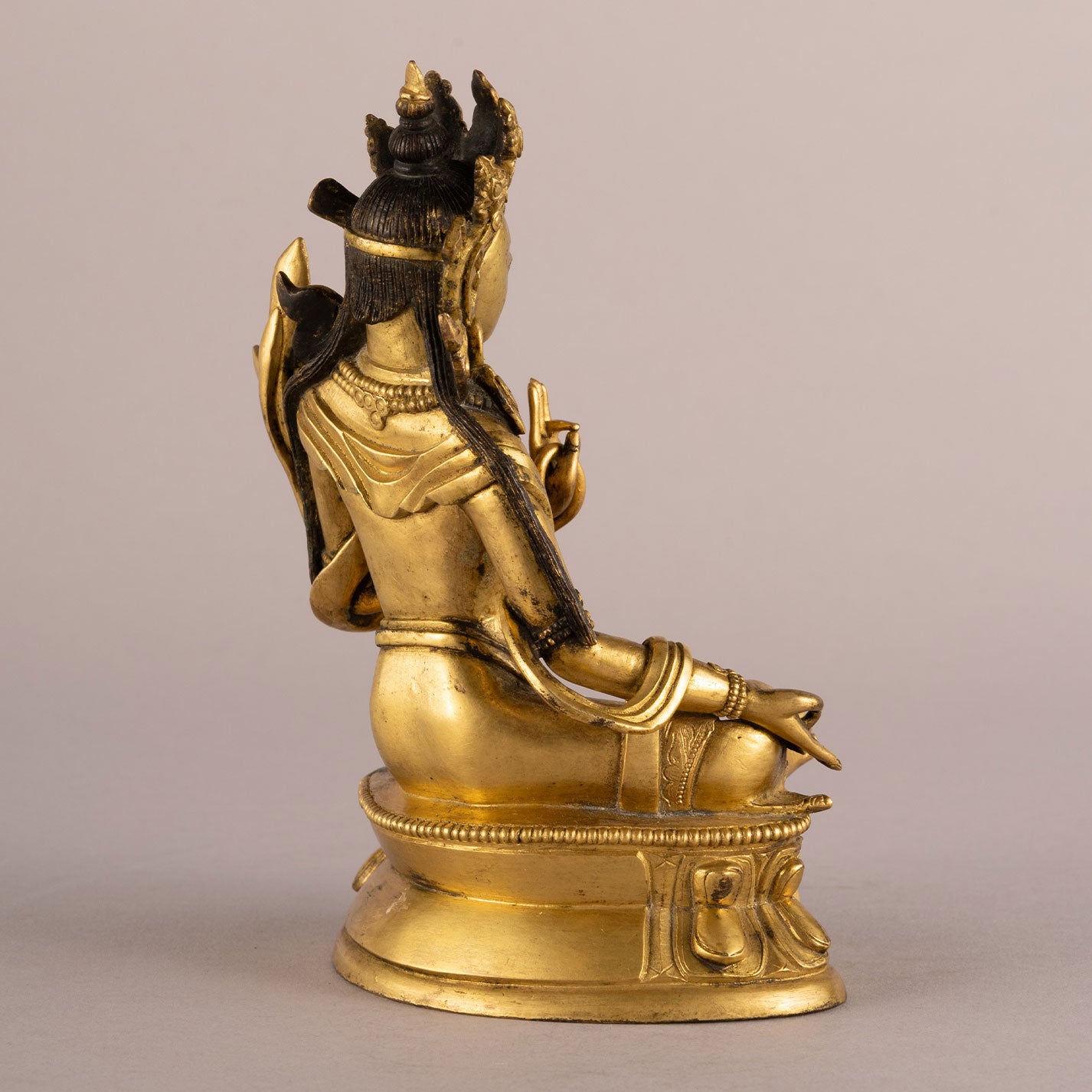 Copper-plated seated bodhisattva statue niche