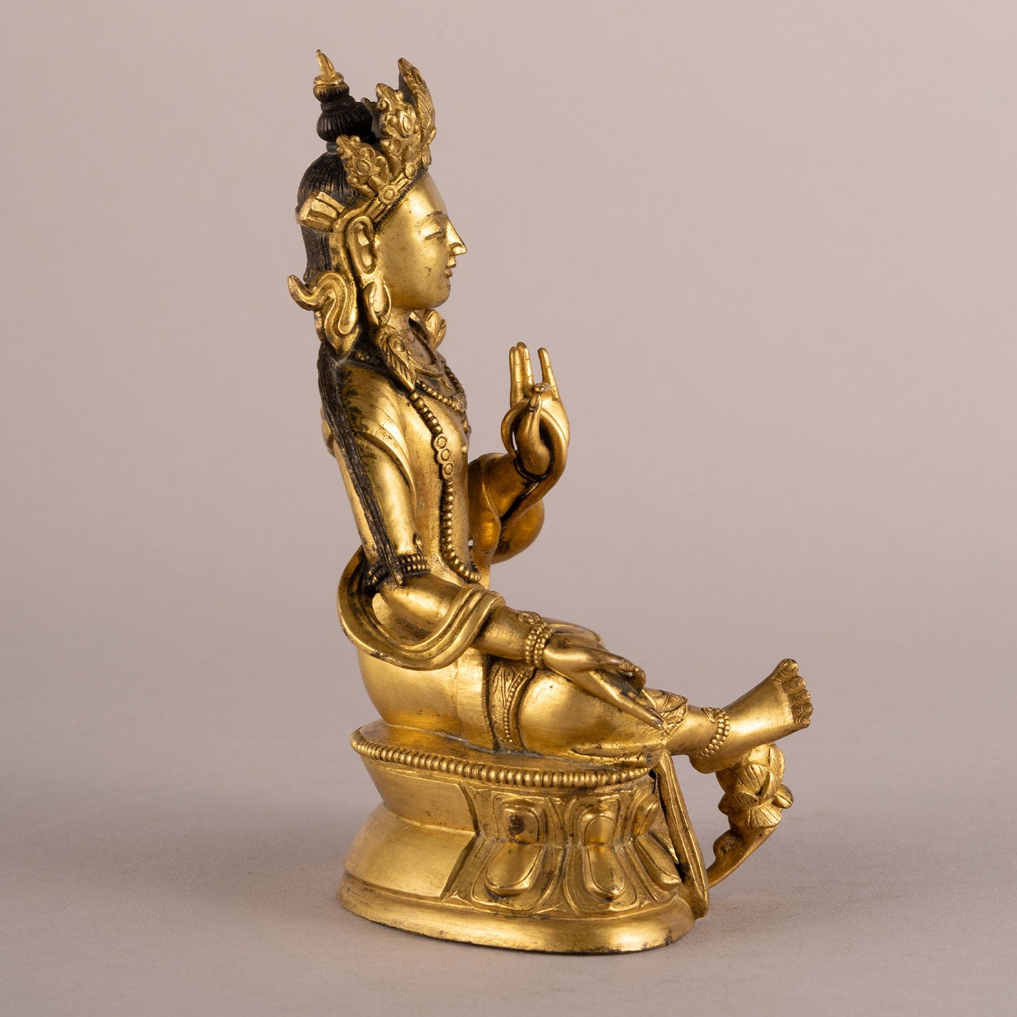 Copper-plated seated bodhisattva statue niche