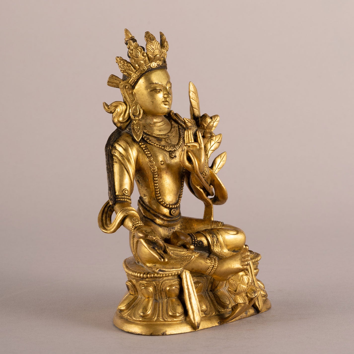 Copper-plated seated bodhisattva statue niche