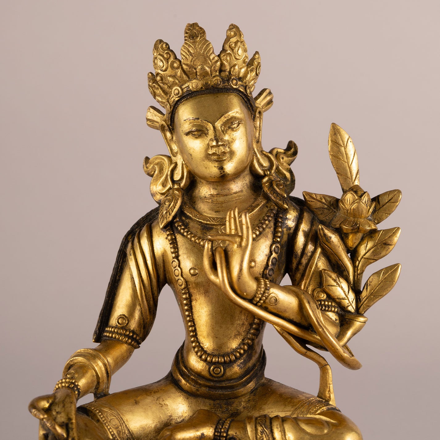 Copper-plated seated bodhisattva statue niche