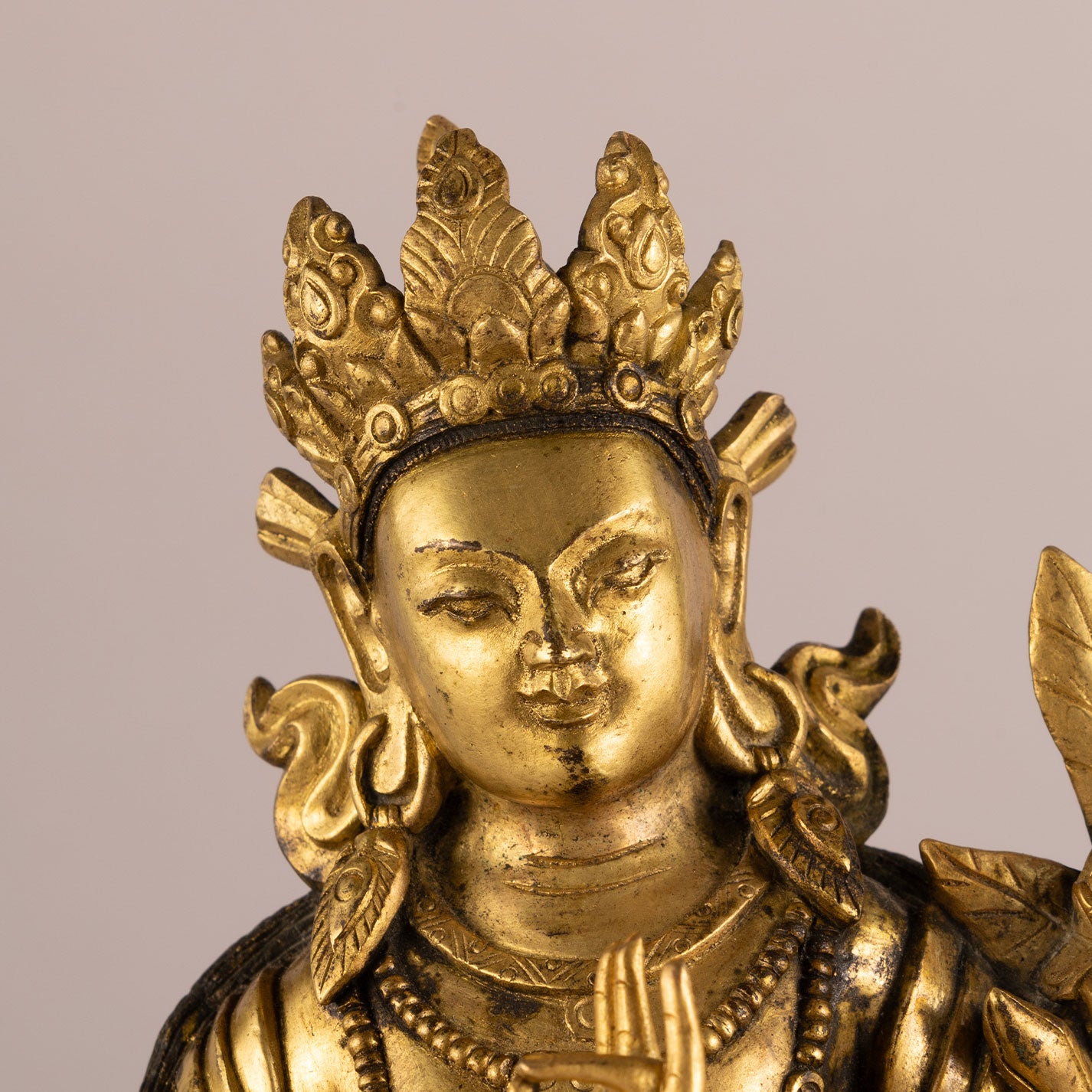 Copper-plated seated bodhisattva statue niche