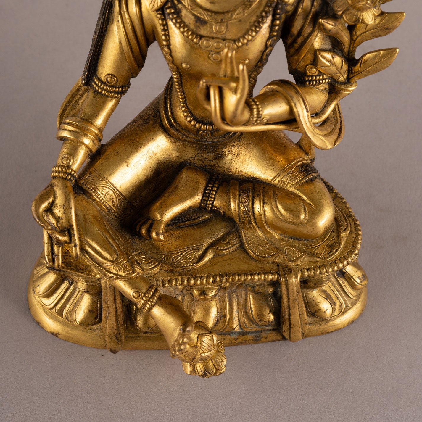 Copper-plated seated bodhisattva statue niche